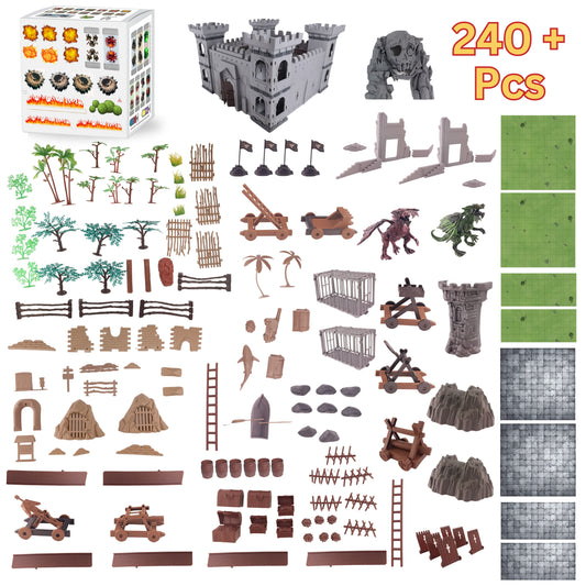 Dungeons & Dragons Castle Set  240+ Pieces  Modular Terrain & Miniatures for D&D 5e  Double-Sided Battle Map