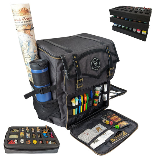 Ultimate Dungeons & Dragons Backpack – RPG Gear, Miniature Painting, Tabletop Storage with Map Pocket & Foam Tray Organizer